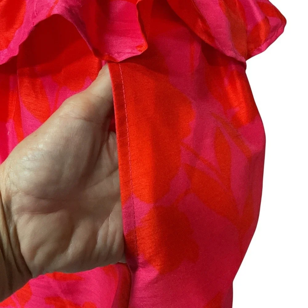 Kate Spade Target Red Pink Classic Floral Sleeveless Peplum‎ Midi Dress Sz 6 NWT